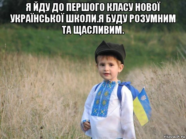 я йду до першого класу нової української школи.я буду розумним та щасливим. , Мем Украина - Единая