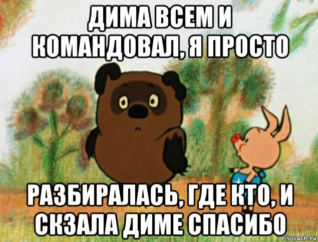 дима всем и командовал, я просто разбиралась, где кто, и скзала диме спасибо