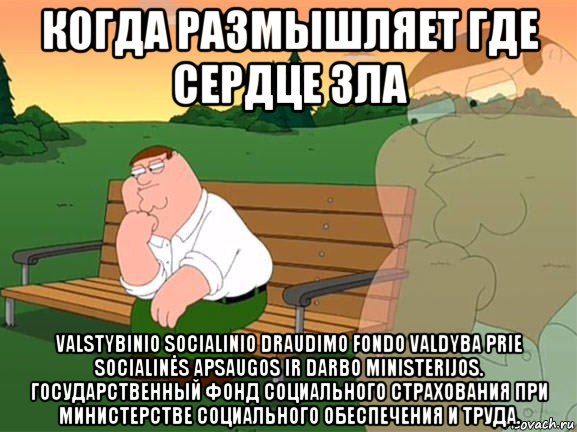 когда размышляет где сердце зла valstybinio socialinio draudimo fondo valdyba prie socialinės apsaugos ir darbo ministerijos. государственный фонд социального страхования при министерстве социального обеспечения и труда., Мем Задумчивый Гриффин