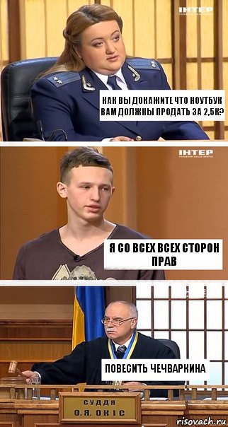 Как вы докажите что ноутбук вам должны продать за 2,5к? Я со всех всех сторон прав Повесить Чечваркина