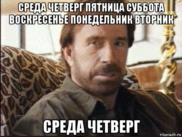 среда четверг пятница суббота воскресенье понедельник вторник среда четверг, Мем чак норрис