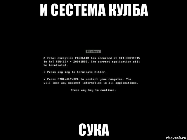 и сестема кулба сука, Мем Чёрный экран смерти