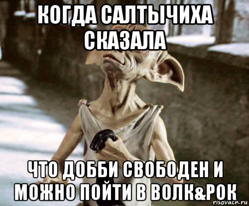 когда салтычиха сказала что добби свободен и можно пойти в волк&рок, Мем добби