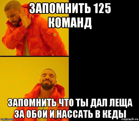 запомнить 125 команд запомнить что ты дал леща за обои и нассать в кеды