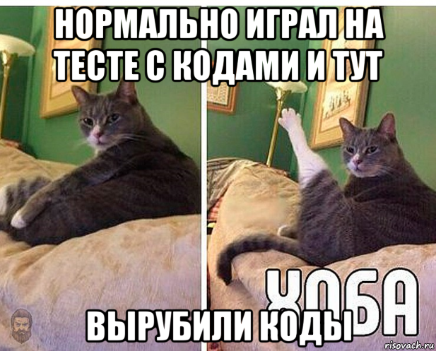 нормально играл на тесте с кодами и тут вырубили коды