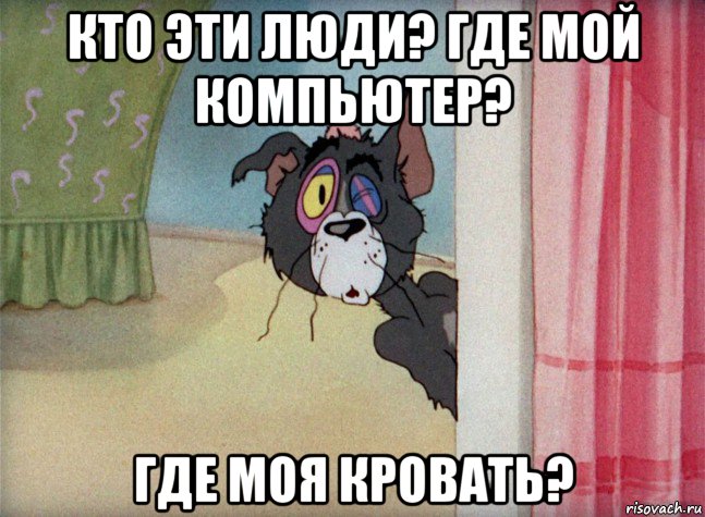 кто эти люди? где мой компьютер? где моя кровать?, Мем Не верьте ему из мультфильма Том и Джерри 1940-1958