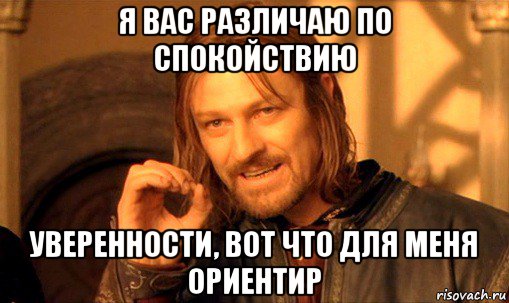 я вас различаю по спокойствию уверенности, вот что для меня ориентир, Мем Нельзя просто так взять и (Боромир мем)