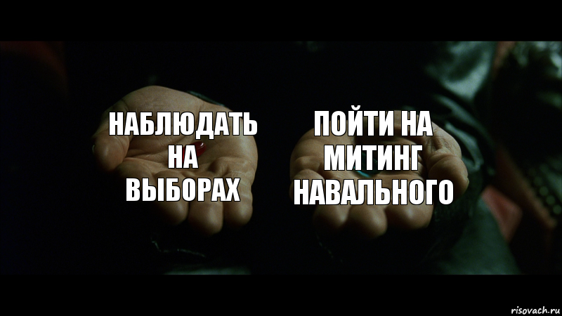 наблюдать на выборах пойти на митинг Навального, Комикс Выбери таблетку Матрица