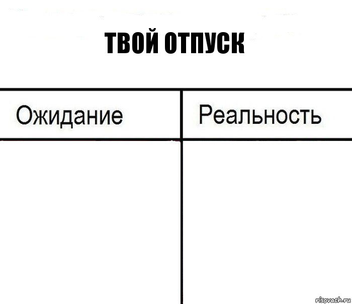 ТВОЙ ОТПУСК  , Комикс  Ожидание - реальность