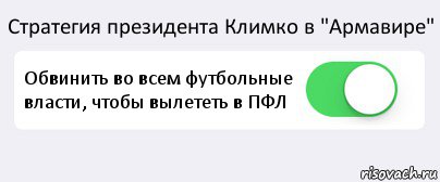 Стратегия президента Климко в "Армавире" Обвинить во всем футбольные власти, чтобы вылететь в ПФЛ 