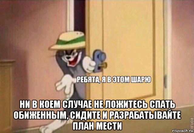  ни в коем случае не ложитесь спать обиженным, сидите и разрабатывайте план мести, Мем    Ребята я в этом шарю