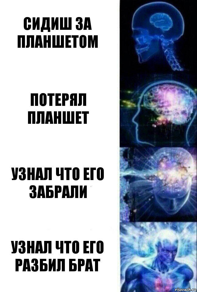 Сидиш за планшетом потерял планшет узнал что его забрали узнал что его разбил брат, Комикс  Сверхразум