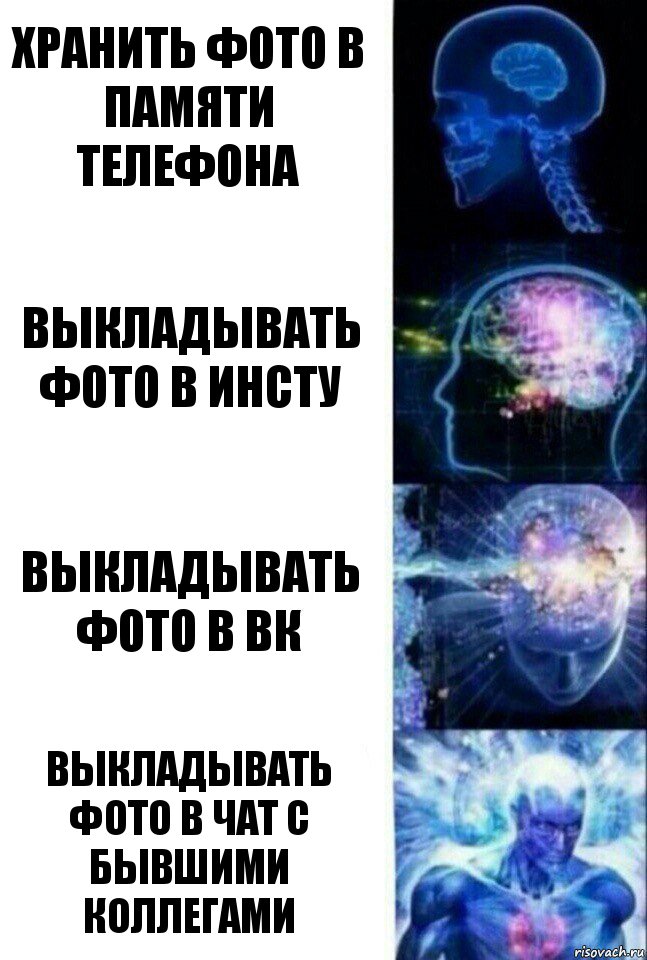 ХРАНИТЬ ФОТО В ПАМЯТИ ТЕЛЕФОНА ВЫКЛАДЫВАТЬ ФОТО В ИНСТУ ВЫКЛАДЫВАТЬ ФОТО В ВК ВЫКЛАДЫВАТЬ ФОТО В ЧАТ С БЫВШИМИ КОЛЛЕГАМИ, Комикс  Сверхразум