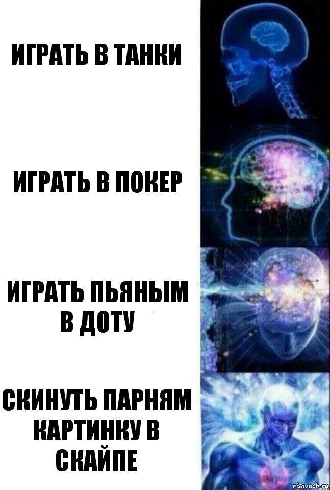 Играть в танки Играть в покер Играть пьяным в Доту Скинуть парням картинку в скайпе, Комикс  Сверхразум