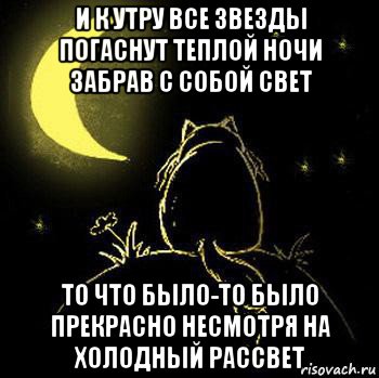 и к утру все звезды погаснут теплой ночи забрав с собой свет то что было-то было прекрасно несмотря на холодный рассвет