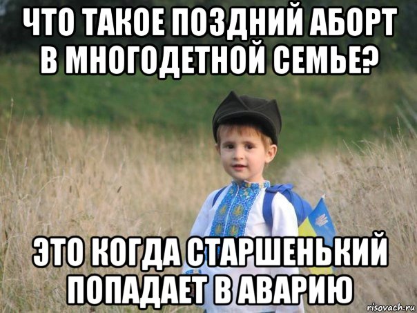 что такое поздний аборт в многодетной семье? это когда старшенький попадает в аварию