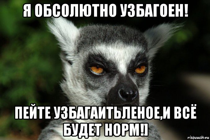 я обсолютно узбагоен! пейте узбагаитьленое,и всё будет норм!], Мем   Я збагоен