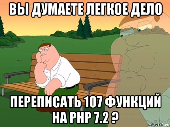 вы думаете легкое дело переписать 107 функций на рнр 7.2 ?, Мем Задумчивый Гриффин