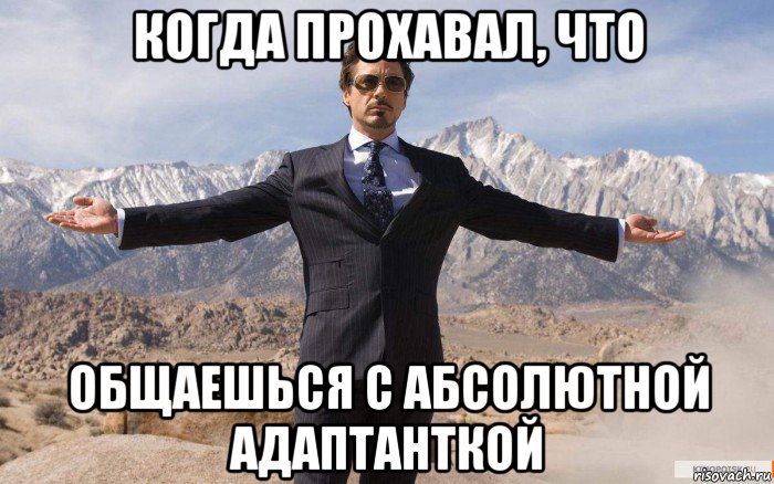 когда прохавал, что общаешься с абсолютной адаптанткой, Мем железный человек