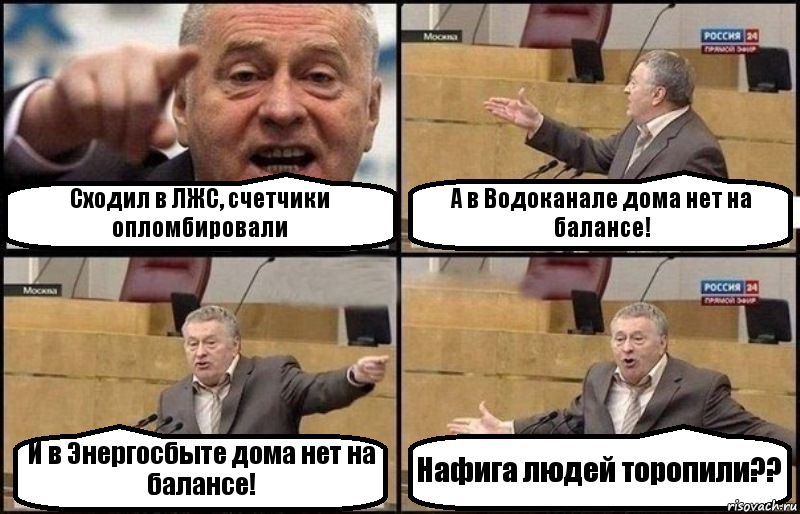 Сходил в ЛЖС, счетчики опломбировали А в Водоканале дома нет на балансе! И в Энергосбыте дома нет на балансе! Нафига людей торопили??