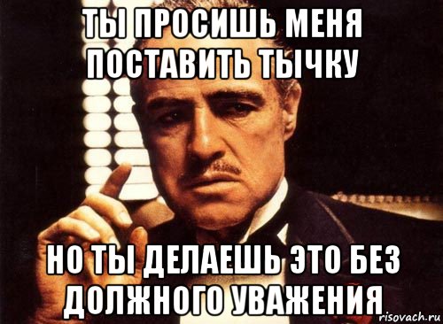 ты просишь меня поставить тычку но ты делаешь это без должного уважения, Мем крестный отец