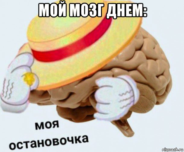 мой мозг днем: , Мем   Моя остановочка мозг