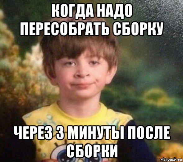 когда надо пересобрать сборку через 3 минуты после сборки, Мем Недовольный пацан