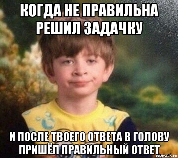 когда не правильна решил задачку и после твоего ответа в голову пришёл правильный ответ, Мем Недовольный пацан