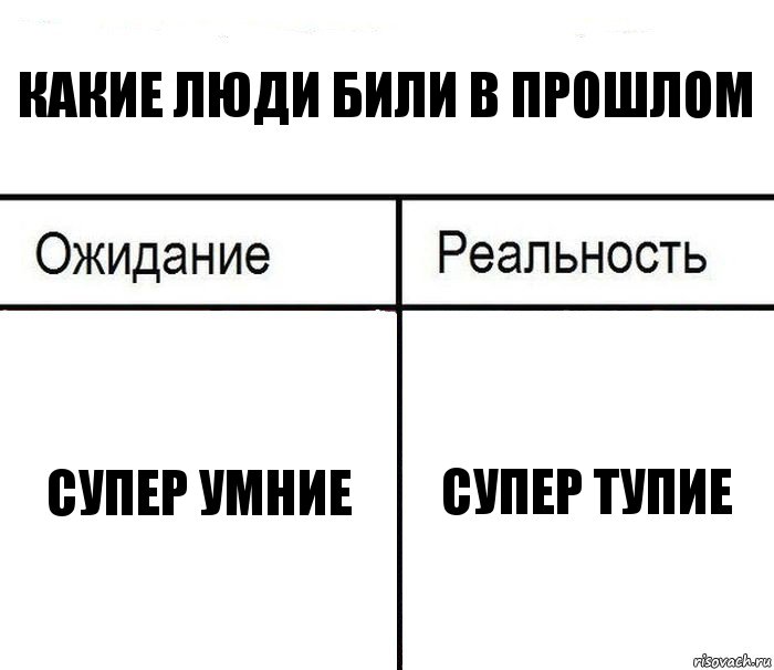 Какие люди били в прошлом Супер умние Супер тупие, Комикс  Ожидание - реальность