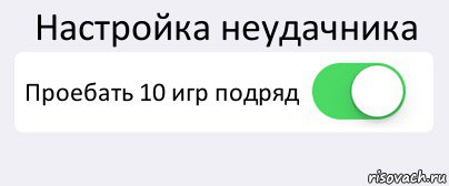 Настройка неудачника Проебать 10 игр подряд 