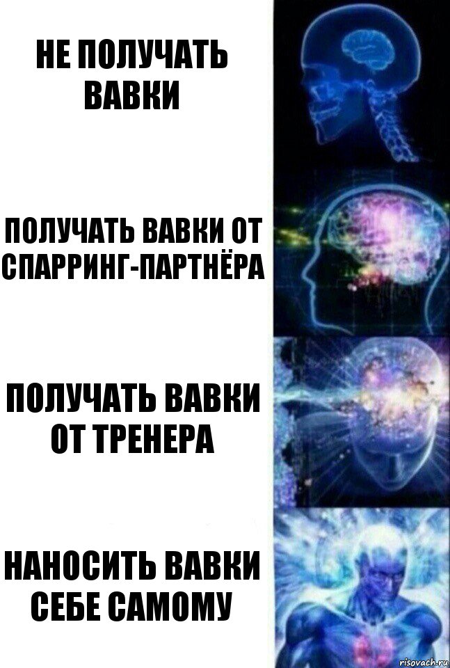 не получать вавки получать вавки от спарринг-партнёра получать вавки от тренера наносить вавки себе самому, Комикс  Сверхразум