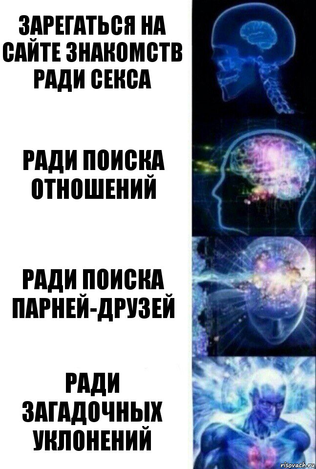 Зарегаться на сайте знакомств ради секса Ради поиска отношений Ради поиска парней-друзей Ради ЗАГАДОЧНЫХ УКЛОНЕНИЙ, Комикс  Сверхразум