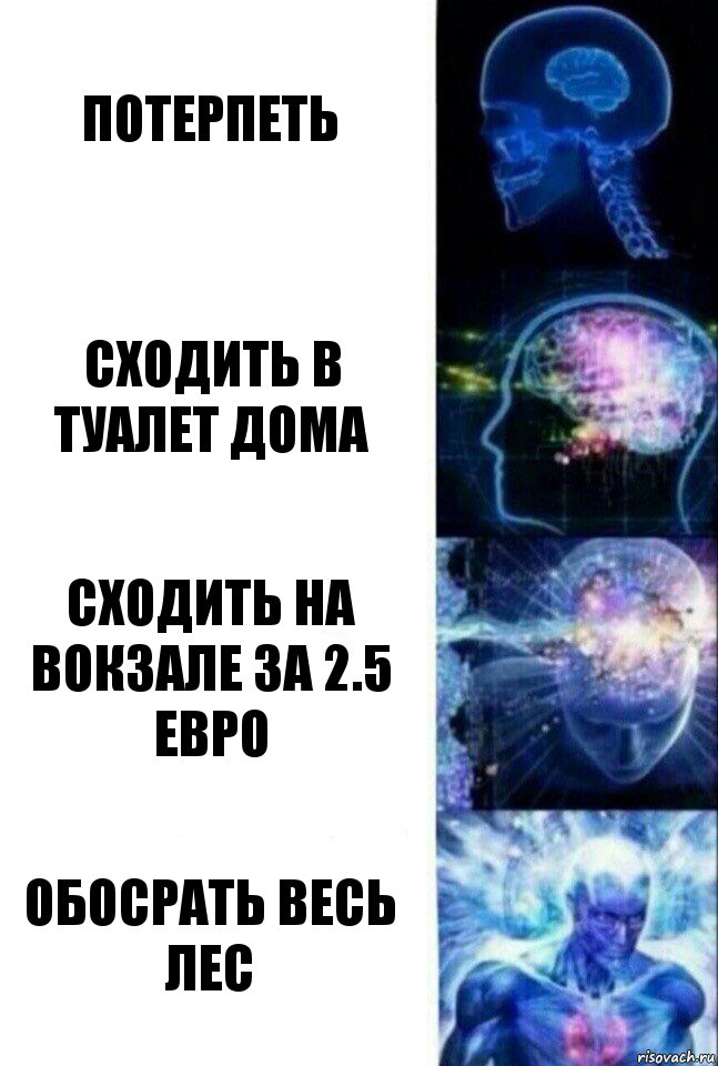 потерпеть сходить в туалет дома сходить на вокзале за 2.5 евро обосрать весь лес, Комикс  Сверхразум