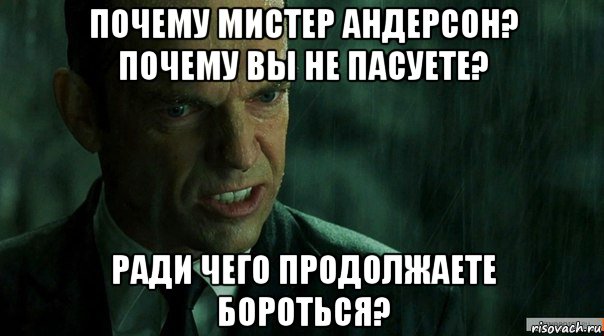 почему мистер андерсон? почему вы не пасуете? ради чего продолжаете бороться?