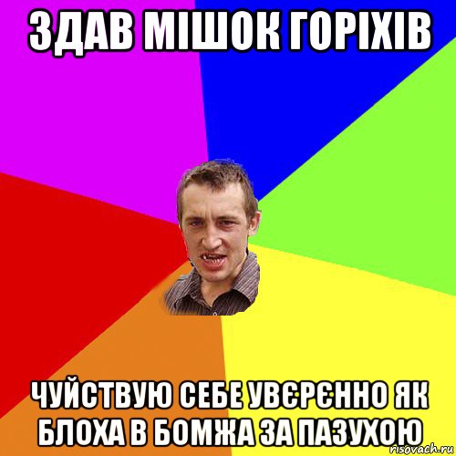 здав мішок горіхів чуйствую себе увєрєнно як блоха в бомжа за пазухою