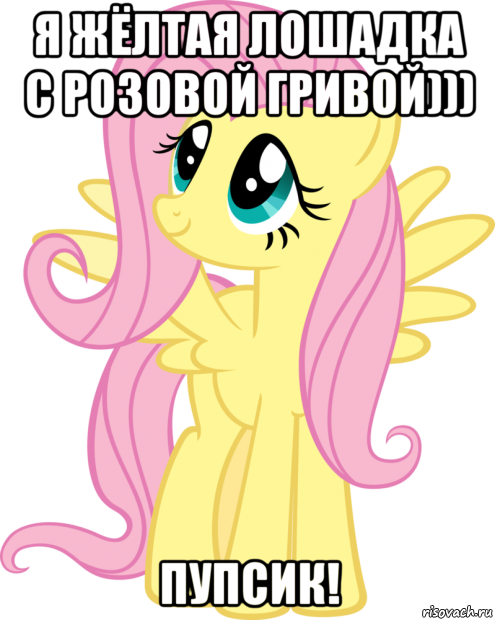 я жёлтая лошадка с розовой гривой))) пупсик!