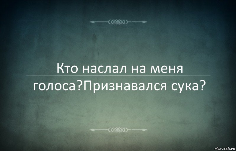 Кто наслал на меня голоса?Признавался сука?