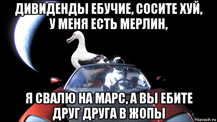 дивиденды ебучие, сосите хуй, у меня есть мерлин, я свалю на марс, а вы ебите друг друга в жопы