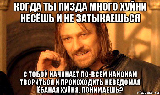 когда ты пизда много хуйни несёшь и не затыкаешься с тобой начинает по-всем канонам твориться и происходить неведомая ёбаная хуйня. понимаешь?, Мем Нельзя просто так взять и (Боромир мем)