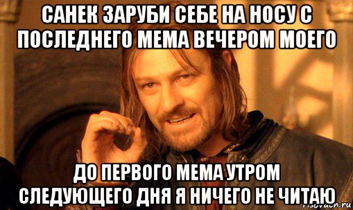 санек заруби себе на носу с последнего мема вечером моего до первого мема утром следующего дня я ничего не читаю, Мем Нельзя просто так взять и (Боромир мем)