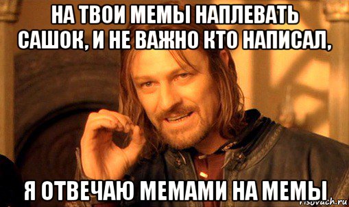 на твои мемы наплевать сашок, и не важно кто написал, я отвечаю мемами на мемы, Мем Нельзя просто так взять и (Боромир мем)