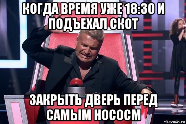 когда время уже 18:30 и подъехал скот закрыть дверь перед самым нососм, Мем   Отчаянный Агутин