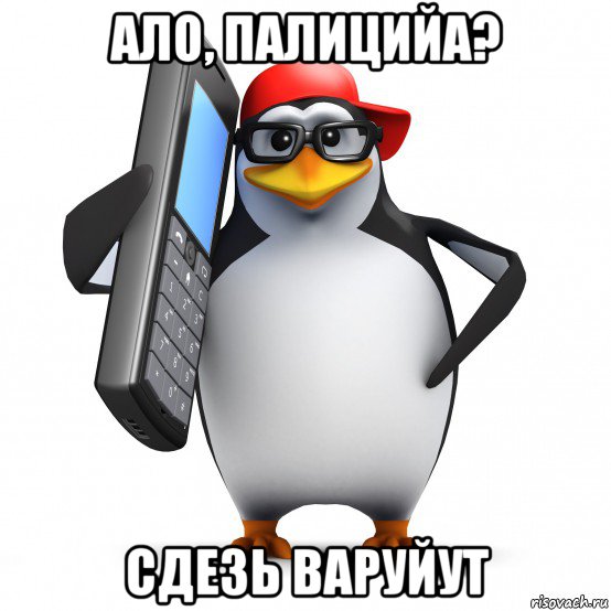 ало, палицийа? сдезь варуйут, Мем   Пингвин звонит