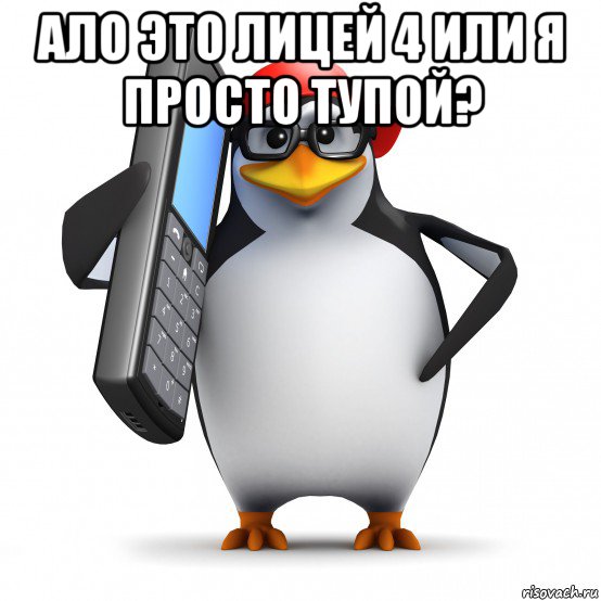 ало это лицей 4 или я просто тупой? , Мем   Пингвин звонит