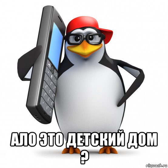  ало это детский дом ?, Мем   Пингвин звонит