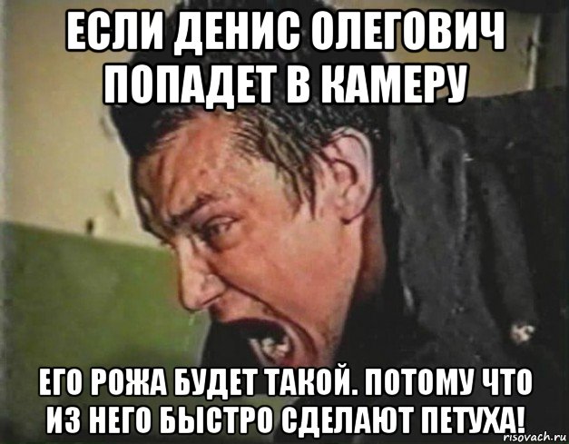 если денис олегович попадет в камеру его рожа будет такой. потому что из него быстро сделают петуха!