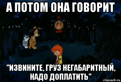 а потом она говорит "извините, груз негабаритный, надо доплатить"