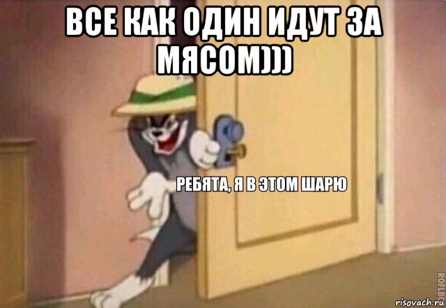 все как один идут за мясом))) , Мем    Ребята я в этом шарю