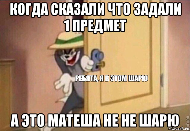 когда сказали что задали 1 предмет а это матеша не не шарю, Мем    Ребята я в этом шарю