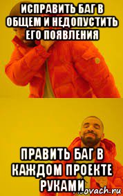 исправить баг в общем и недопустить его появления править баг в каждом проекте руками